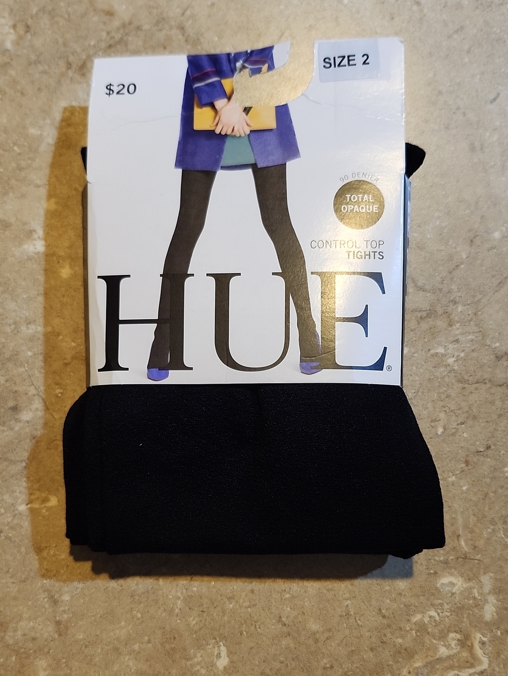 Hue Black Opaque Control Top Tights 2